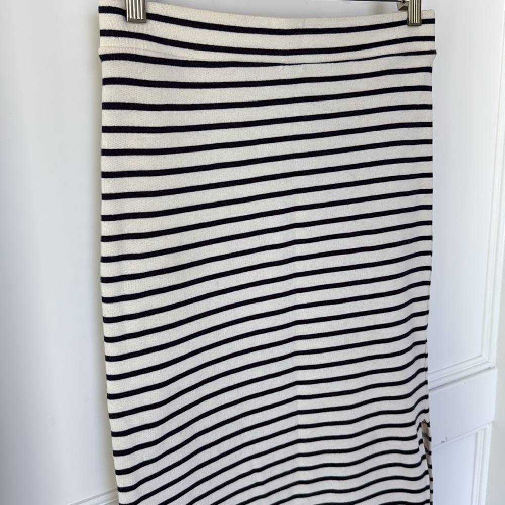 Splendid Whitney Stripe Terry Cotton Maxi Skirt Womens Small Cream and Black - Picture 3 of 11